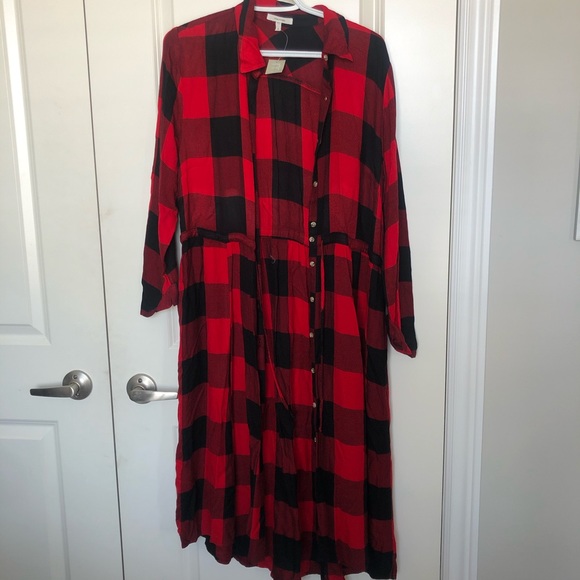 Plaid dress/long cardigan - Picture 2 of 4